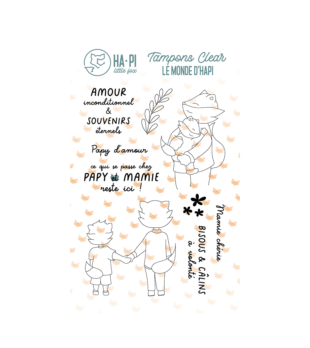 Clear stamp set Chez Papy et Mamie HA PI Little Fox