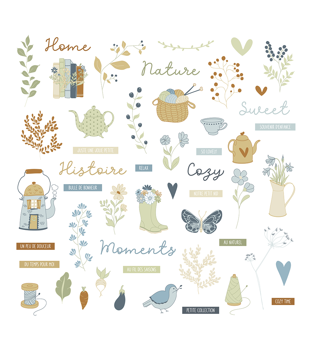 Die-cuts shapes and words Cozy cottage - HA PI Little Fox