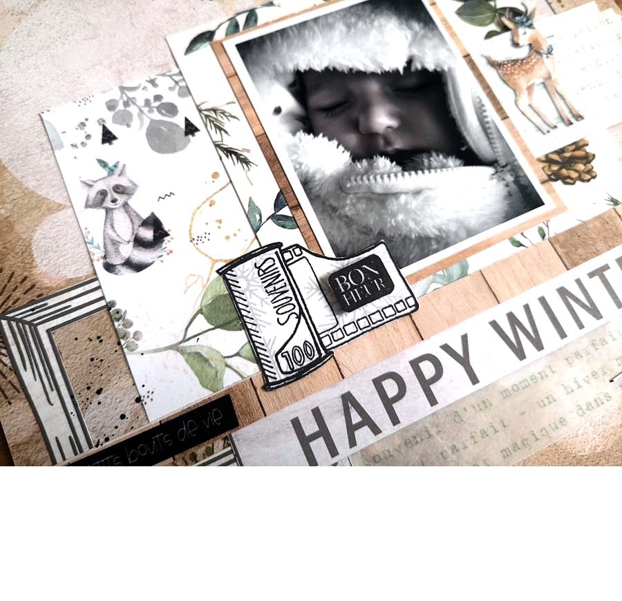 page scrapbooking "happy winter" par Kris pour éphéméria