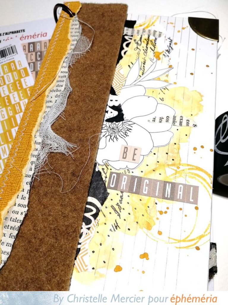 mini album scrapbooking dans les tons de jaune et de kraft par Christelle mercier pour éphéméria
