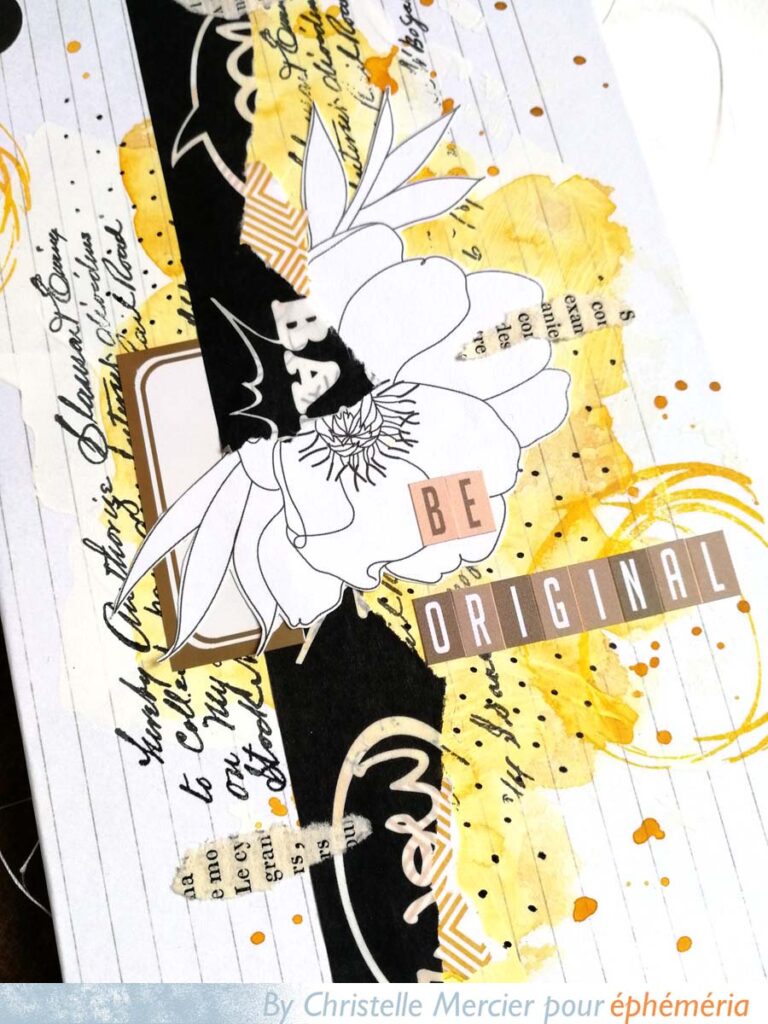 mini album scrapbooking dans les tons de jaune et de kraft par Christelle mercier pour éphéméria