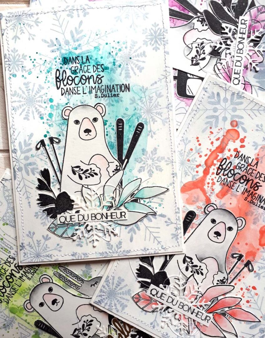 cartes en scrapbooking avec un ours