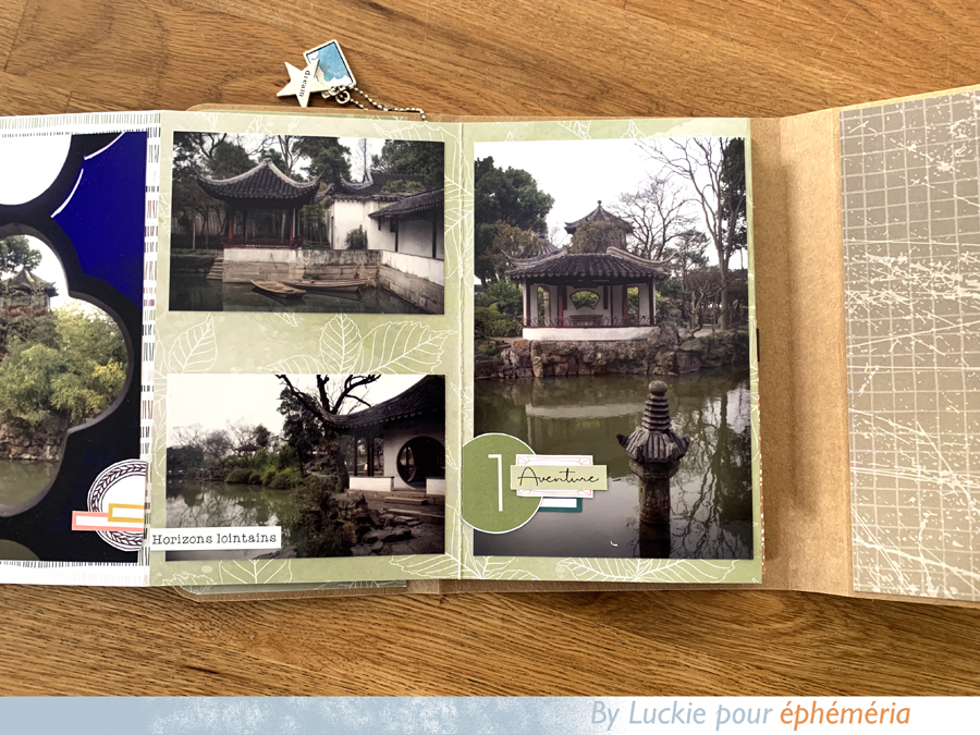 Mini album de scrapbooking en accordéon sur le thème de la Chine avec des papiers automnaux