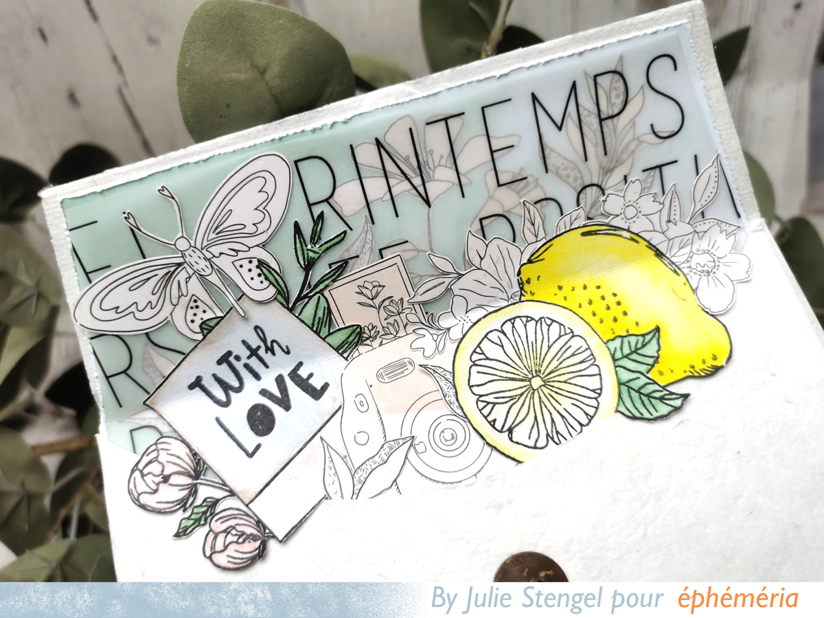enveloppe décorée de citrons en scrapbooking